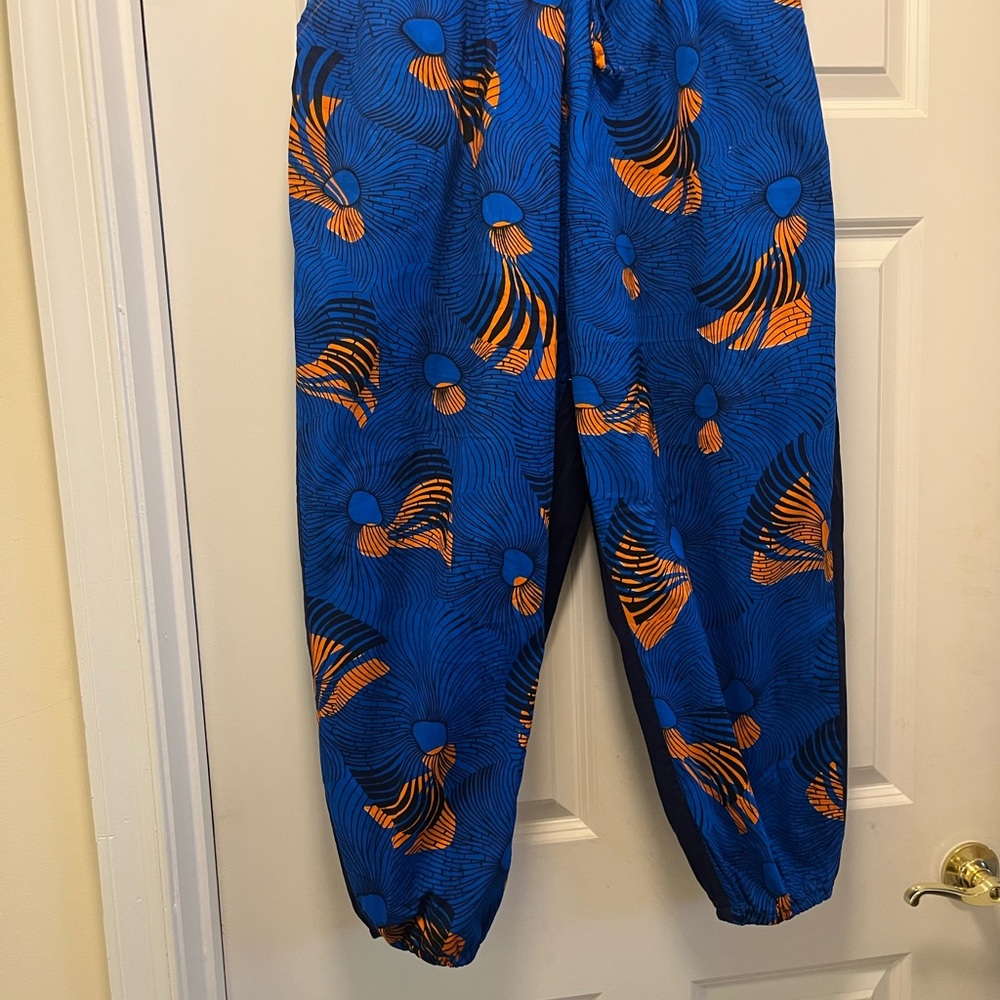 Blue/Orange African Print 100% Cotton Custom-made Oliver Pants